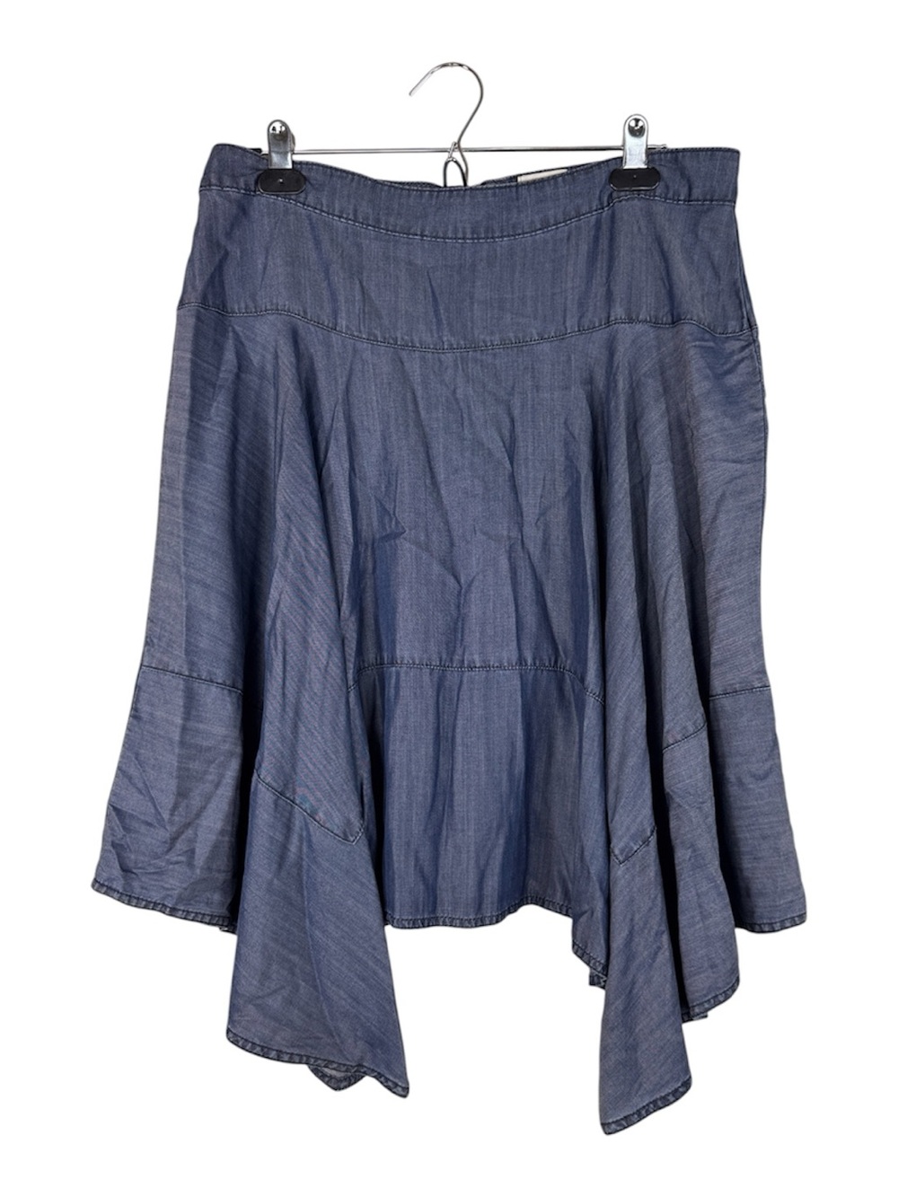 HD in Paris Anthropologie Blue Chambray Asymmetrical Hem Skirt Womens 10 Casual